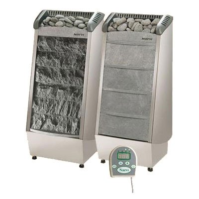 Электрокаменка Rocky Elecrton 9 Deluxe (Narvi) Электрокаменка 9 кВт. В комплекте: пульт управления, LED-лампы. Каменка Narvi Rocky Electron с камнями из талькохлорита в виде колотых плиток обеспечит Вам исключительные и незабываемые ощущения. Каменка Rocky генерирует влажный мягкий пар, который равномерно распределяется по всему объему парильни - от нижних полков до потолка. Большая площадь камней, обеспечивающее плавное стекание воды, позволяет поддерживать необходимый уровень влажности в помещении парильни. Обновленный дизайн каменки Narvi Rocky придает сауне современный вид. Печь Rocky изготовлена из высококачественной стали, в качестве камней в ней используется талькохлорит из финских месторождений. Имеется возможность заказать печи с талькохлоритом как в виде гладких, так и колотых плиток. Камни закругленной формы в верхней части кожуха - это оливиновый диабаз. У каменки имеется эстетичная панель управления, которая может быть установлена внутри или снаружи сауны. К панели управления можно подключить выключатель осветительных ламп парильного помещения. Благодаря тому, что противопожарные расстояния, установленные для этой каменки, являются небольшими, печь можно размещать в парильнях небольшого размера. Современный вид каменке придают также светодиодные лампы, зажигающиеся при включении печи или во время программирования таймера на автоматическое включение печи в заданное время и сигнализирующие о том, что печь включена. Светодиоды являются также существенным фактором безопасности, особенно на этапе предварительной настройке времени включения каменки. Варианты исполнения:,Недорогая банная печь? Домотехника - большой выбор, низкие цены, доставка!