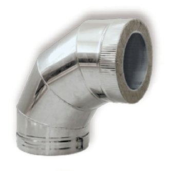 Отвод DOTH 90° D130 с изол.100мм, нерж321/нерж304 (Вулкан)