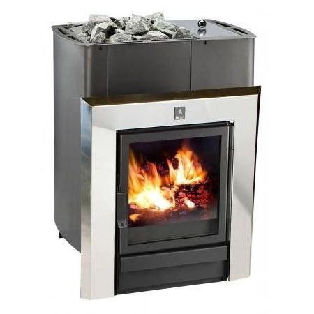 Печь-каменка KSIS 27 VO chrome (Kastor) Печь для бани или сауны (каменка) с вынесенной топкой, большим стеклом, из нержавейки с рамкой. Хромированная рамка, водяной бак справа. Домотехника - интернет-магазин: печи для бань по низким ценам с доставкой по России.
