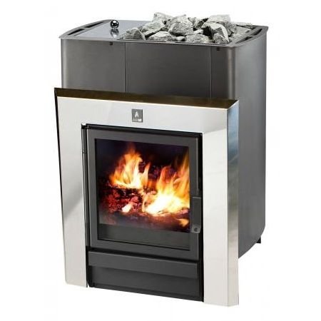 Печь-каменка KSIS 27 VV chrome (Kastor) Печь для бани или сауны (каменка) с вынесенной топкой, большим стеклом, из нержавейки, с хромированной рамкой. Водяной бак слева. Домотехника - интернет-магазин: печи для бань по низким ценам с доставкой по России.