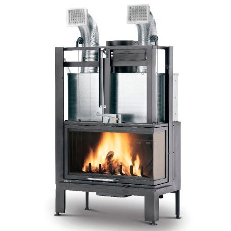 Топка Ecomonoblocco 86 V08 DX (Palazzetti) Цельное стекло, боковое стекло - справа. Серая отделка. Топка выполнена из чугуна. Хотите купить топки каминные недорого? Мы к Вашим услугам - Домотехника!