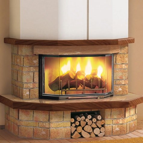 Облицовка NEUCHATEL fully-fitted (Palazzetti) Выполнена из мрамора Gialle Reale шлифованного, столешница и арки из Gialle Reale с деревянной каймой. Балка, облицованная шпоном Rovere под орех. Встраиваемые топки:,Домотехника - камины по низким ценам, доставка по России! Большой каталог.