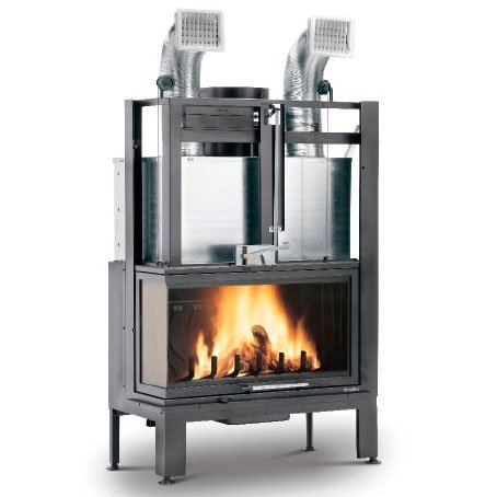 Топка Ecomonoblocco 86 V08 SX (Palazzetti) Цельное стекло, боковое стекло - слева. Серая отделка. Топка выполнена из чугуна. Хотите купить топки каминные недорого? Мы к Вашим услугам - Домотехника!